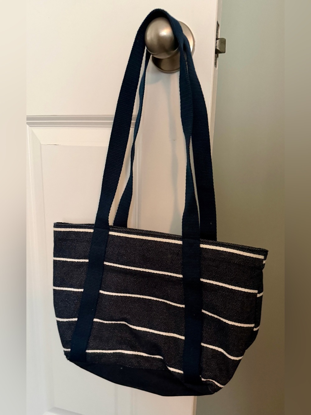 Thirty-one Striped Navy Canvas Bag with Straps